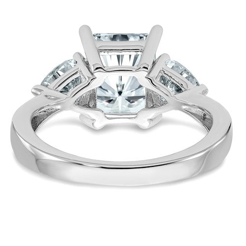 14k White Gold 3-Stone Rectangle and Pear Moissanite Engagement Ring- Sparkle & Jade-SparkleAndJade.com RM4448E-180-WMP
