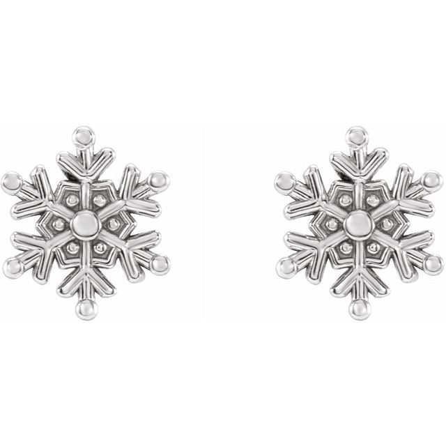 14k White Gold 5.1x4.5 mm Petite Snowflake Earrings- Sparkle & Jade-SparkleAndJade.com 87664:106:P
