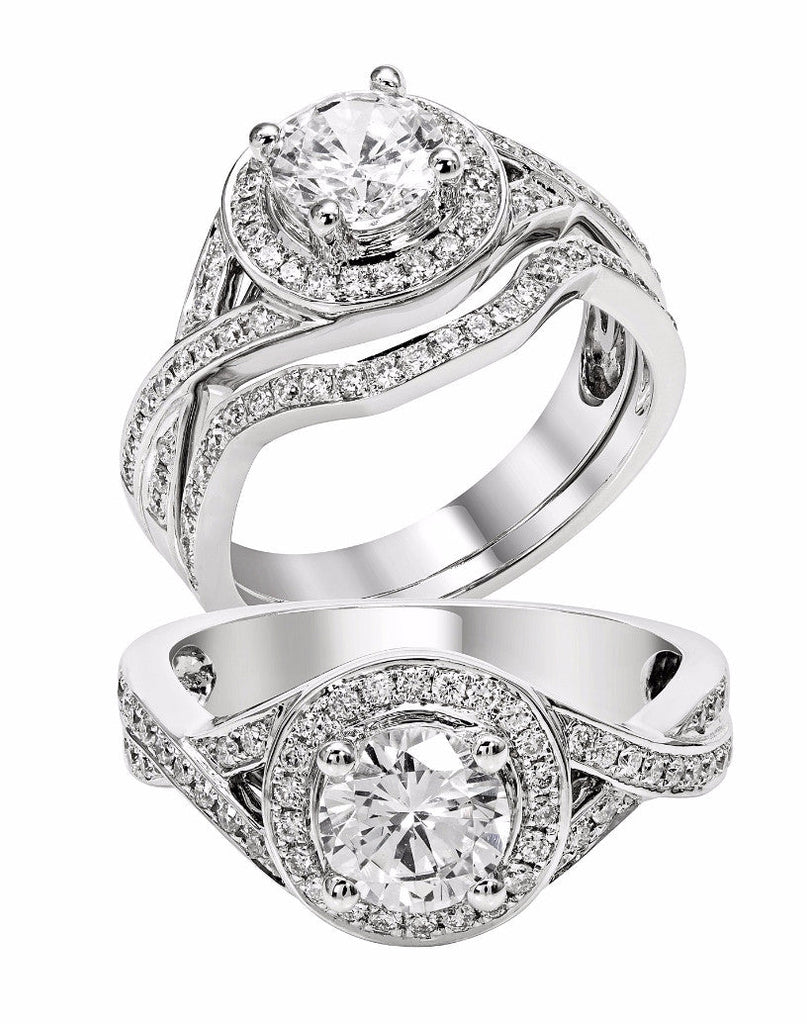 14k White Gold 6mm Round Halo Twist Semi-Mount Engagement Ring- Sparkle & Jade-SparkleAndJade.com 
