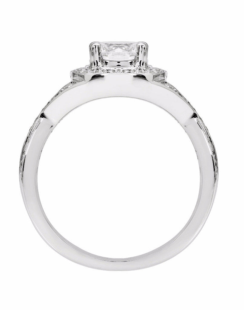 14k White Gold 6mm Round Halo Twist Semi-Mount Engagement Ring- Sparkle & Jade-SparkleAndJade.com 