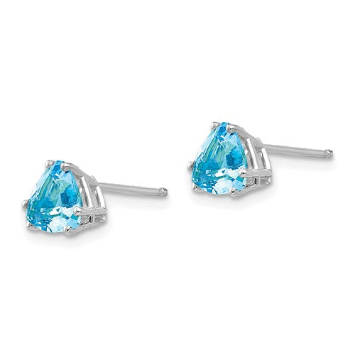 14k White Gold 6mm Trillion Swiss Blue Topaz Earrings- Sparkle & Jade-SparkleAndJade.com XE94WBT