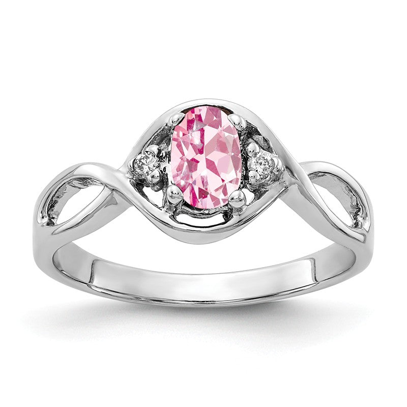 14k White Gold 6x4mm Oval Pink Tourmaline and Diamond Infinity Style Ring- Sparkle & Jade-SparkleAndJade.com Y2086PT/AA