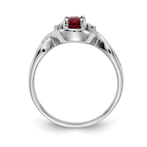 14k White Gold 6x4mm Oval Ruby and Diamond Infinity Style Ring- Sparkle & Jade-SparkleAndJade.com Y2086R/AA