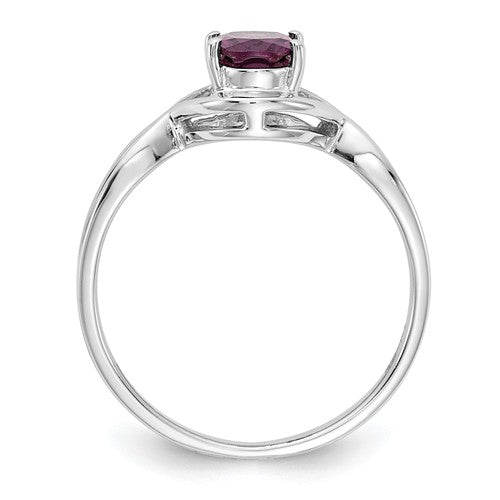 14k White Gold 7x5mm Oval Rhodolite Garnet Infinity Style Ring- Sparkle & Jade-SparkleAndJade.com Y4645RG