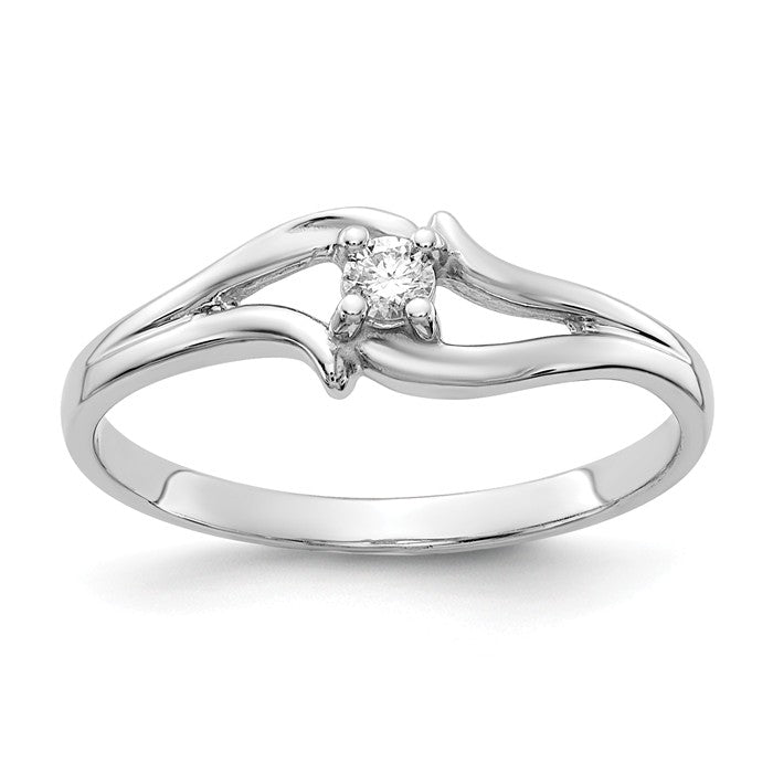 14k White Gold AA Diamond Solitaire Promise Ring