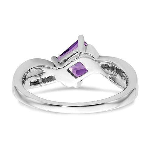 14k White Gold Amethyst Square and Diamond Ring- Sparkle & Jade-SparkleAndJade.com RM7166-AM-012