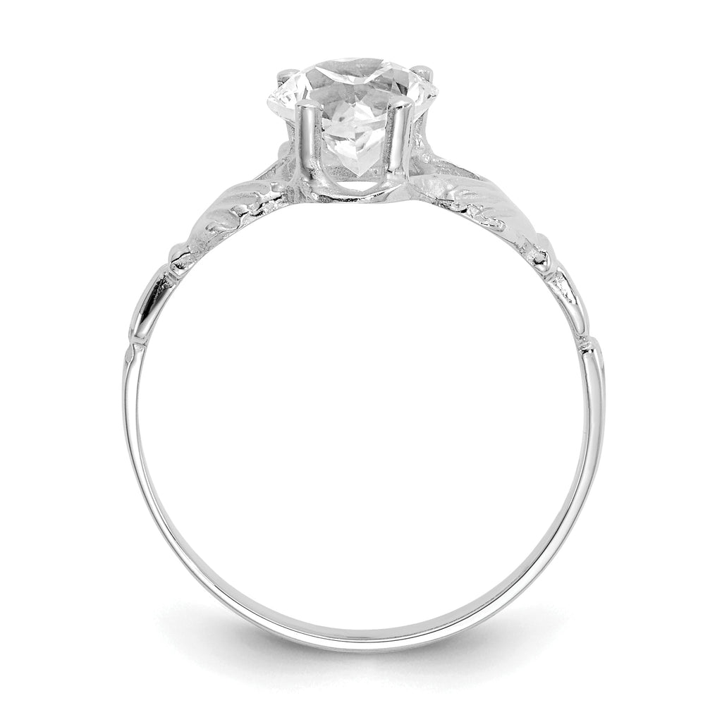 14k White Gold April White Heart Claddagh Ring- Sparkle & Jade-SparkleAndJade.com R502