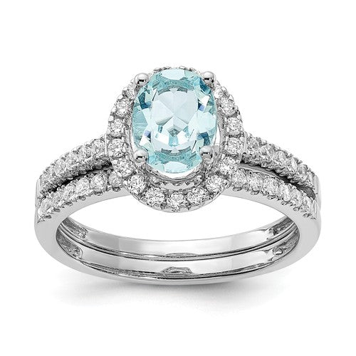 14k White Gold Aquamarine Oval Diamond Halo Engagement Ring- Sparkle & Jade-SparkleAndJade.com RM6354E-AQ-030-WAA