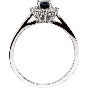14k White Gold Blue Sapphire Oval & Diamond Halo-Style Ring- Sparkle & Jade-SparkleAndJade.com 61864:252530:P