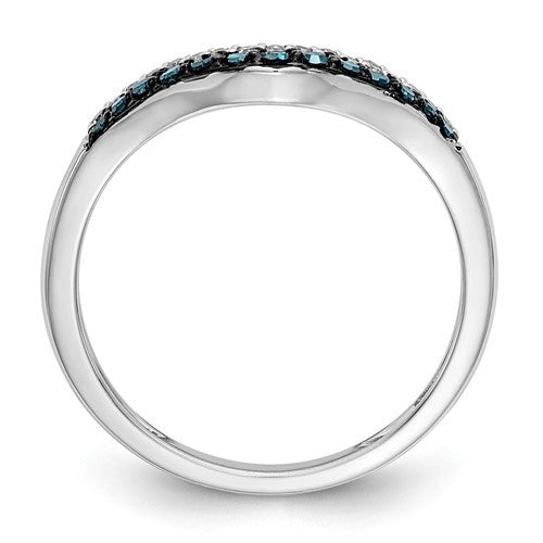 14k White Gold Blue & White Diamond Contoured Band- Sparkle & Jade-SparkleAndJade.com Y12482AA RM3448B-BD-020-WAA