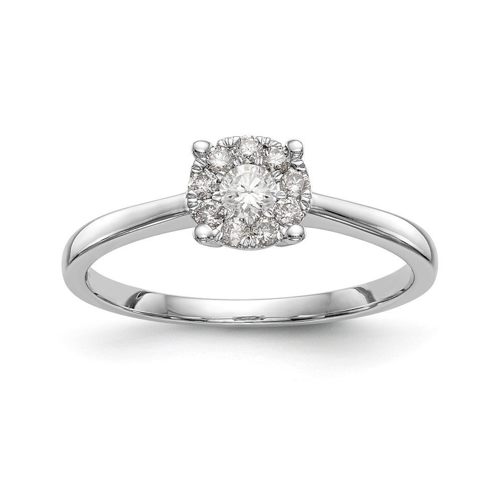 14k White Gold Cluster Round Diamond Engagement Ring- Sparkle & Jade-SparkleAndJade.com RM2351E-025-WAA