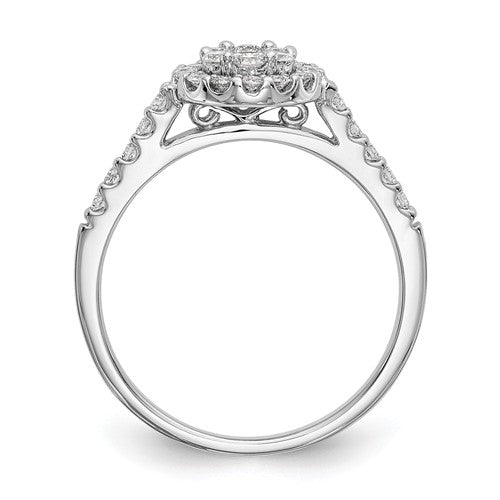 14k White Gold Cluster Round Halo Diamond Engagement Ring- Sparkle & Jade-SparkleAndJade.com RM2353E-050-WAA