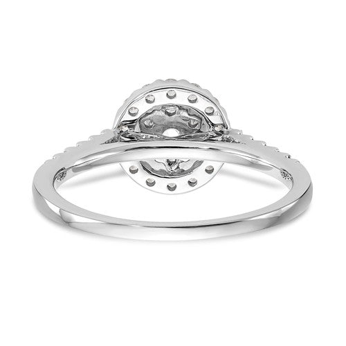 14k White Gold Cluster Round Halo Diamond Engagement Ring- Sparkle & Jade-SparkleAndJade.com RM2353E-050-WAA