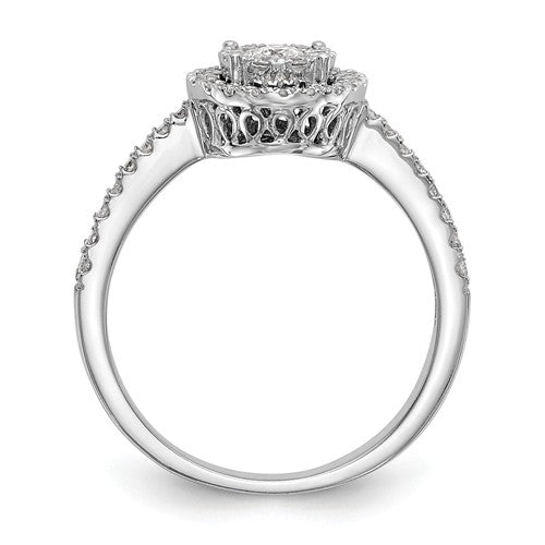 14k White Gold Cluster Round Halo Diamond Engagement Ring- Sparkle & Jade-SparkleAndJade.com RM2354E-050-WAA