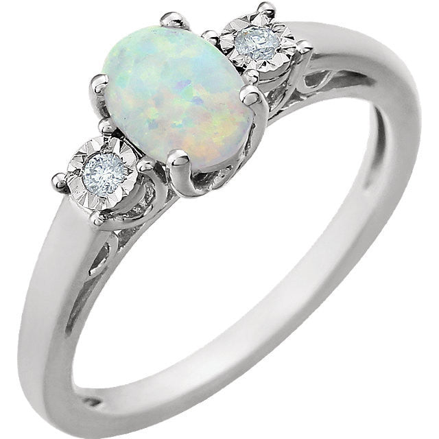14k White Gold Created Opal & .04 CTW Diamond Ring- Sparkle & Jade-SparkleAndJade.com 651544:112:P