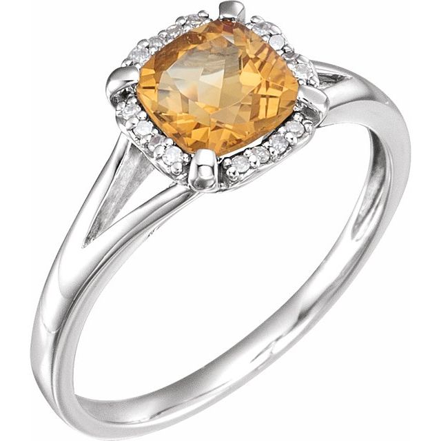 14k White Gold Cushion Gemstone & .05 CTW Diamond Rings- Sparkle & Jade-SparkleAndJade.com 651952:60011:P
