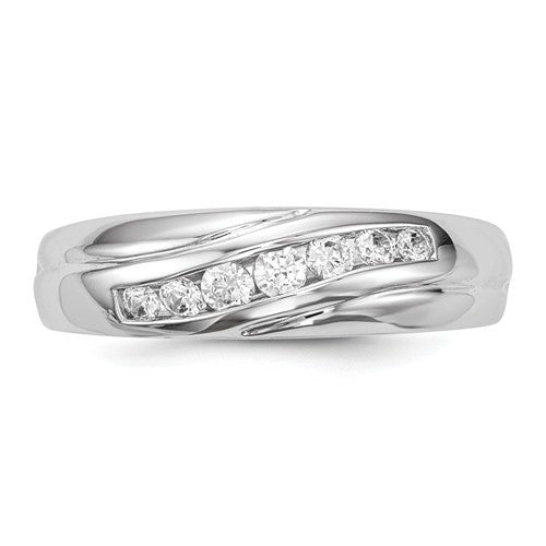 14k White Gold Diagonal Channel Set Diamond 7 Stone Men's Ring- Sparkle & Jade-SparkleAndJade.com Y13818A RM5801-033-WA