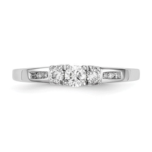 14k White Gold Diamond 3-Stone Ring w/ Channel Accent Stones- Sparkle & Jade-SparkleAndJade.com Y13923A RM5645-025-WA