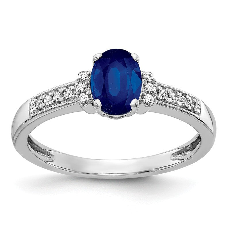 14k White Gold Diamond And Oval Blue Sapphire Ring- Sparkle & Jade-SparkleAndJade.com RM4339-SA-007-WA