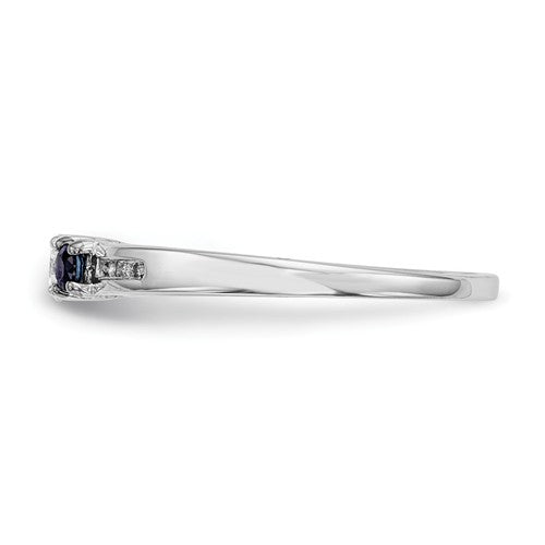 14k White Gold Diamond & Blue Sapphire 3-Stone Ring- Sparkle & Jade-SparkleAndJade.com Y13884S/AA RM5750-SA-016-WA