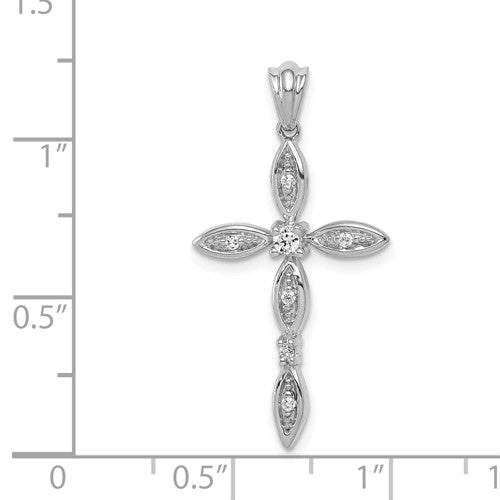 14k White Gold Diamond Cross Pendant- Sparkle & Jade-SparkleAndJade.com PM5067-010-WA