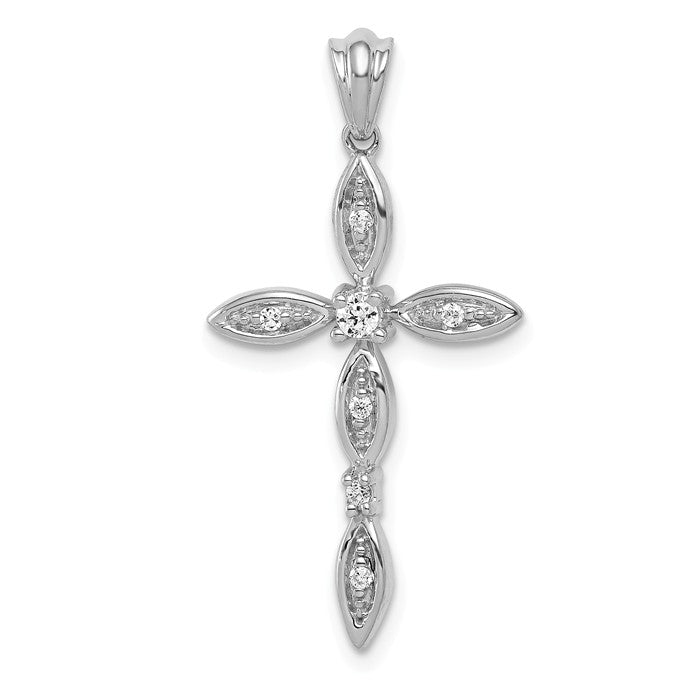14k White Gold Diamond Cross Pendant- Sparkle & Jade-SparkleAndJade.com PM5067-010-WA