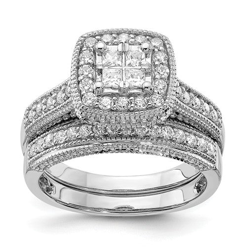 14k White Gold Diamond Diamond Halo Engagement Ring- Sparkle & Jade-SparkleAndJade.com RM6440E-062-WAA