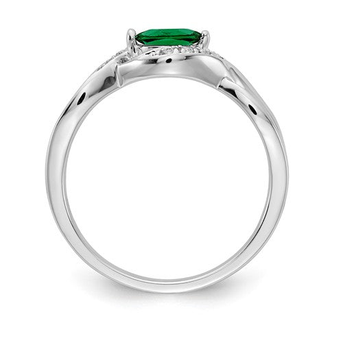 14k White Gold Diamond & Genuine Marquise Emerald Ring- Sparkle & Jade-SparkleAndJade.com Y11372E/AA RM5755-EM-004-WA