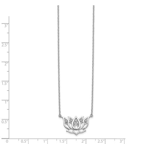 14k White Gold Diamond Lotus Flower Necklace- Sparkle & Jade-SparkleAndJade.com PM3810-008-WA
