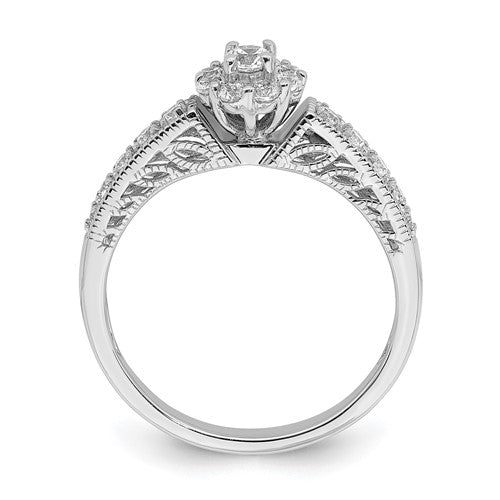 14k White Gold Diamond Round Halo Cluster Engagement Ring- Sparkle & Jade-SparkleAndJade.com RM6438E-011-WAA