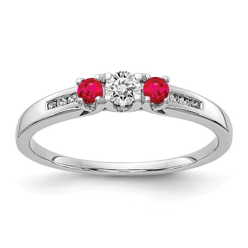 Anillo de rubí elegante de 14K para mujer / Anillo de diamantes con rubí /  Anillos de diamantes