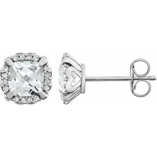 14k White Gold Gemstone & 1/10 CTW Diamond Halo Earrings- Sparkle & Jade-SparkleAndJade.com 651954:60004:P
