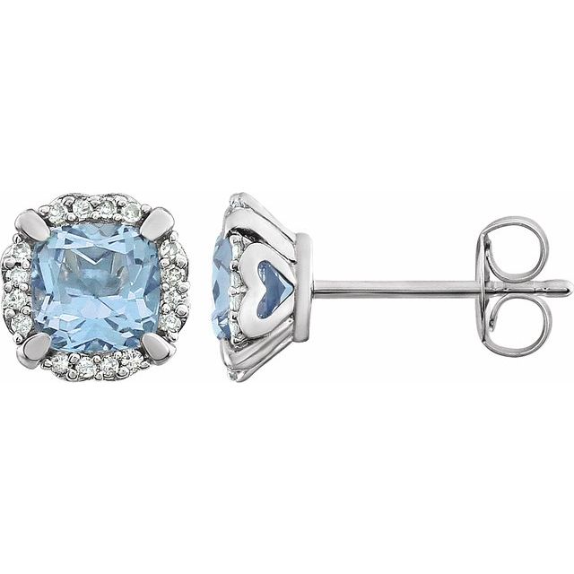 14k White Gold Gemstone & 1/10 CTW Diamond Halo Earrings- Sparkle & Jade-SparkleAndJade.com 651954:60012:P