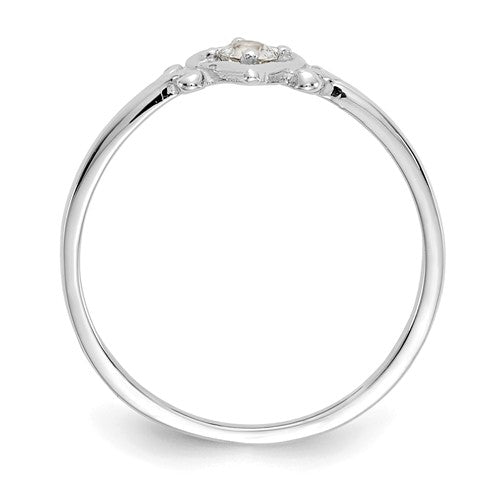 14k White Gold Genuine Aquamarine March Birthstone Heart Ring- Sparkle & Jade-SparkleAndJade.com YC414