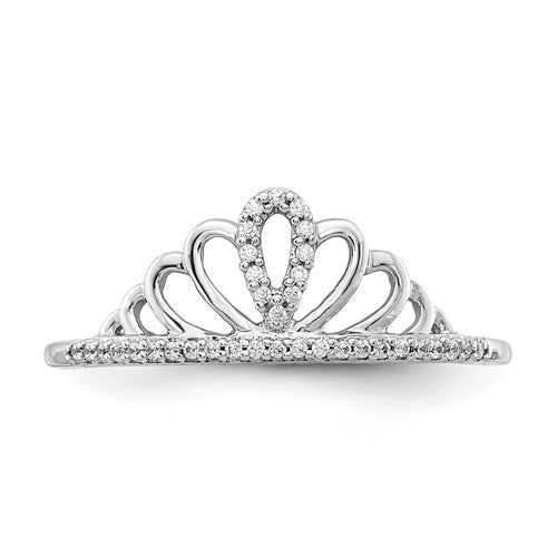 14k White Gold Genuine Diamond Tiara Crown Ring- Sparkle & Jade-SparkleAndJade.com RM3892-011-WA