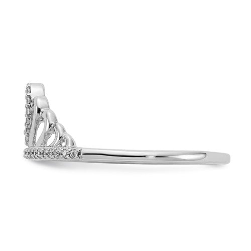 14k White Gold Genuine Diamond Tiara Crown Ring- Sparkle & Jade-SparkleAndJade.com RM3892-011-WA