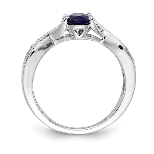 14k White Gold Genuine Oval Blue Sapphire And Diamond Ring- Sparkle & Jade-SparkleAndJade.com RM5773-SA-007-WA