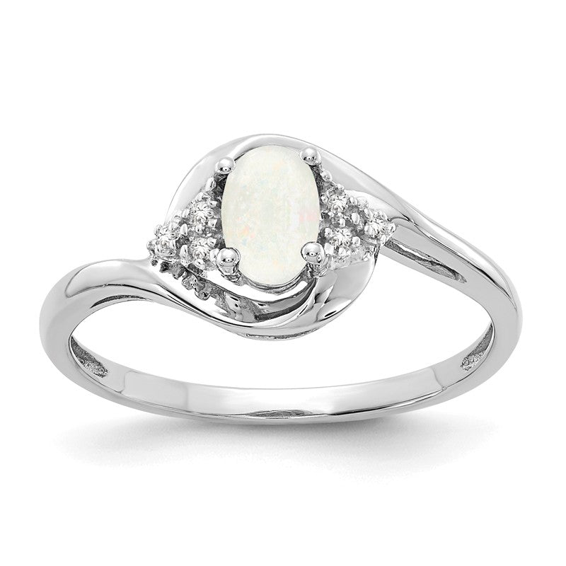 14k White Gold Genuine Oval Gemstone and Diamond Rings- Sparkle & Jade-SparkleAndJade.com XBS391