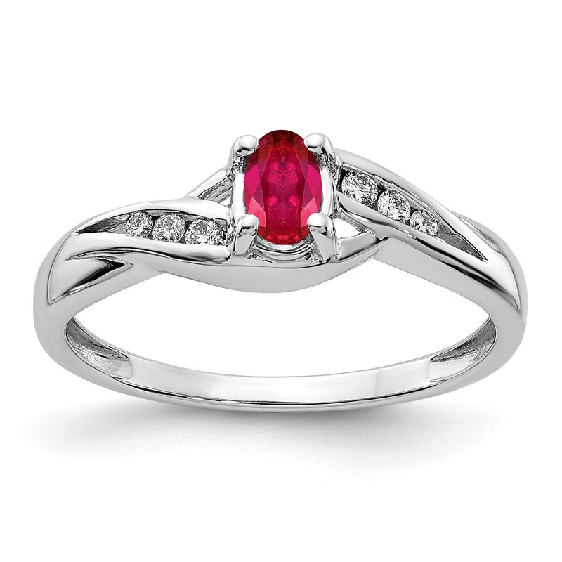 14k White Gold Genuine Oval Ruby & Diamond Ring- Sparkle & Jade-SparkleAndJade.com Y12964R/AA RM5751-RU-008-WA