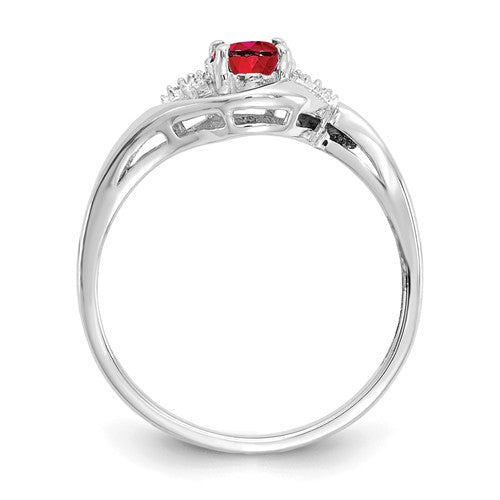 14k White Gold Genuine Oval Ruby and Diamond Ring- Sparkle & Jade-SparkleAndJade.com XBS378