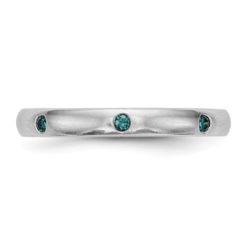 14k White Gold Gypsy Set Blue Diamond Eternity Ring- Sparkle & Jade-SparkleAndJade.com Y13917A RM5621-BD-010-WA