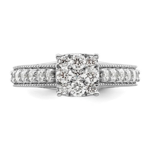 14k White Gold Lab Grown Diamond Cluster Engagement Ring- Sparkle & Jade-SparkleAndJade.com RM8818E-100-WLG