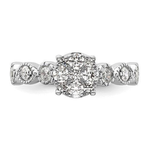 14k White Gold Lab Grown Diamond Cluster Engagement Ring- Sparkle & Jade-SparkleAndJade.com RM8826E-075-WLG