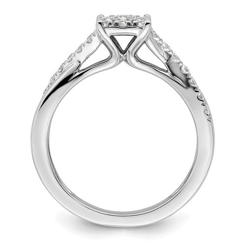14k White Gold Lab Grown Diamond Cluster Twist Engagement Ring- Sparkle & Jade-SparkleAndJade.com RM8819E-050-WLG