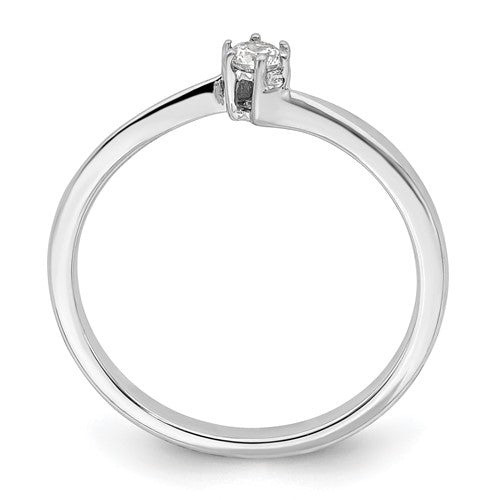 14k White Gold Lab Grown Diamond Off Set Band Solitaire Promise Ring- Sparkle & Jade-SparkleAndJade.com RM6494-012-WLG