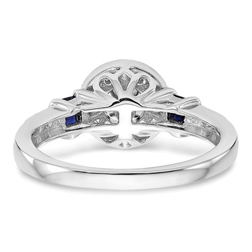 14k White Gold Lab Grown Diamond SI1/SI2, G H I, And Created Blue Sapphire Engagement Ring- Sparkle & Jade-SparkleAndJade.com RM2151E-SA-038-7CWLG