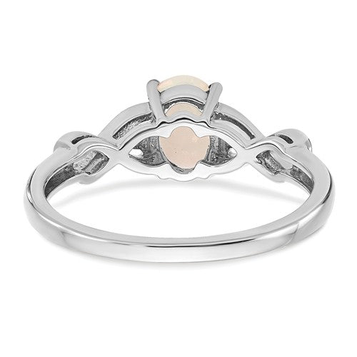 14k White Gold Oval Created Opal And Diamond Infinity Heart Ring- Sparkle & Jade-SparkleAndJade.com RM5972-OP-004-WA