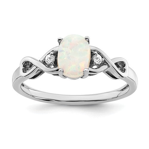 14k White Gold Oval Created Opal And Diamond Infinity Heart Ring- Sparkle & Jade-SparkleAndJade.com RM5972-OP-004-WA