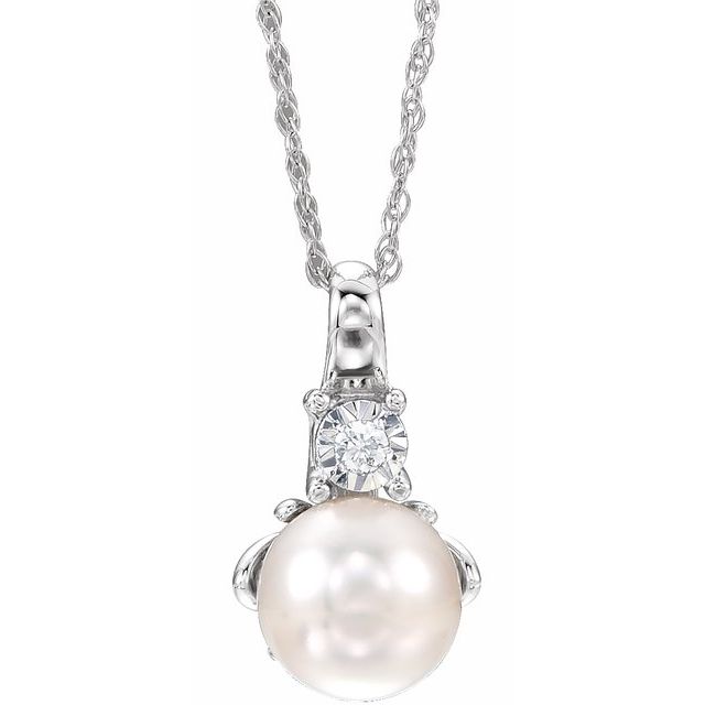 14k White Gold Oval Gemstone & .02 CTW Diamond 18" Necklace- Sparkle & Jade-SparkleAndJade.com 651534:110:P