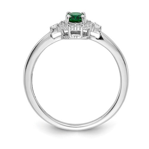 14k White Gold Oval Genuine Emerald And Diamond Halo Ring- Sparkle & Jade-SparkleAndJade.com Y8940E/AA RM5756-EM-010-WA